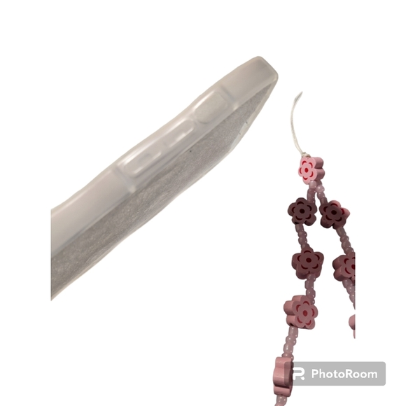 iPhone 14 Pro Max Clear, Cellphone Case, Pink. Floral, beaded chain. NWT. - Picture 5 of 9